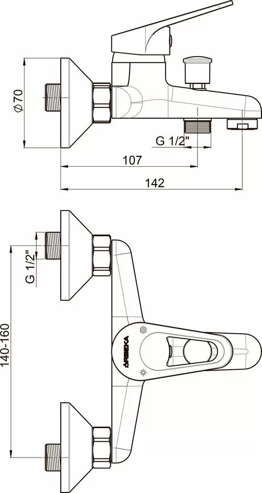 картинка Смеситель для ванны GPD ARBEKA Orbis BB30 