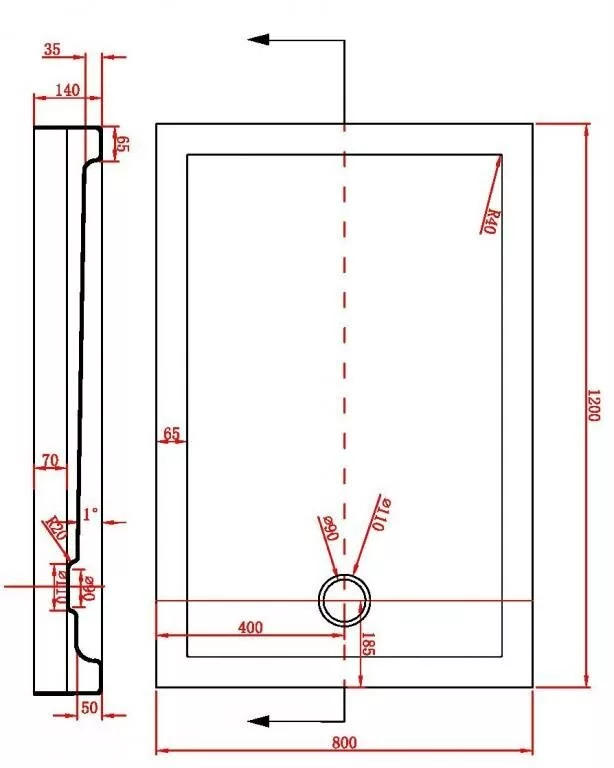 фото Поддон BRAVAT Type-S1 P1812 