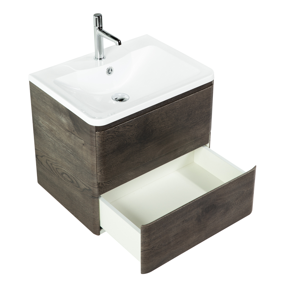 фото Тумба с раковиной подвесная BelBagno ALBANO 70 Rovere Nature Grigio, раковина белая 