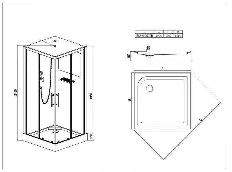 картинка Душевая кабина Esbano ESB-100CKR 