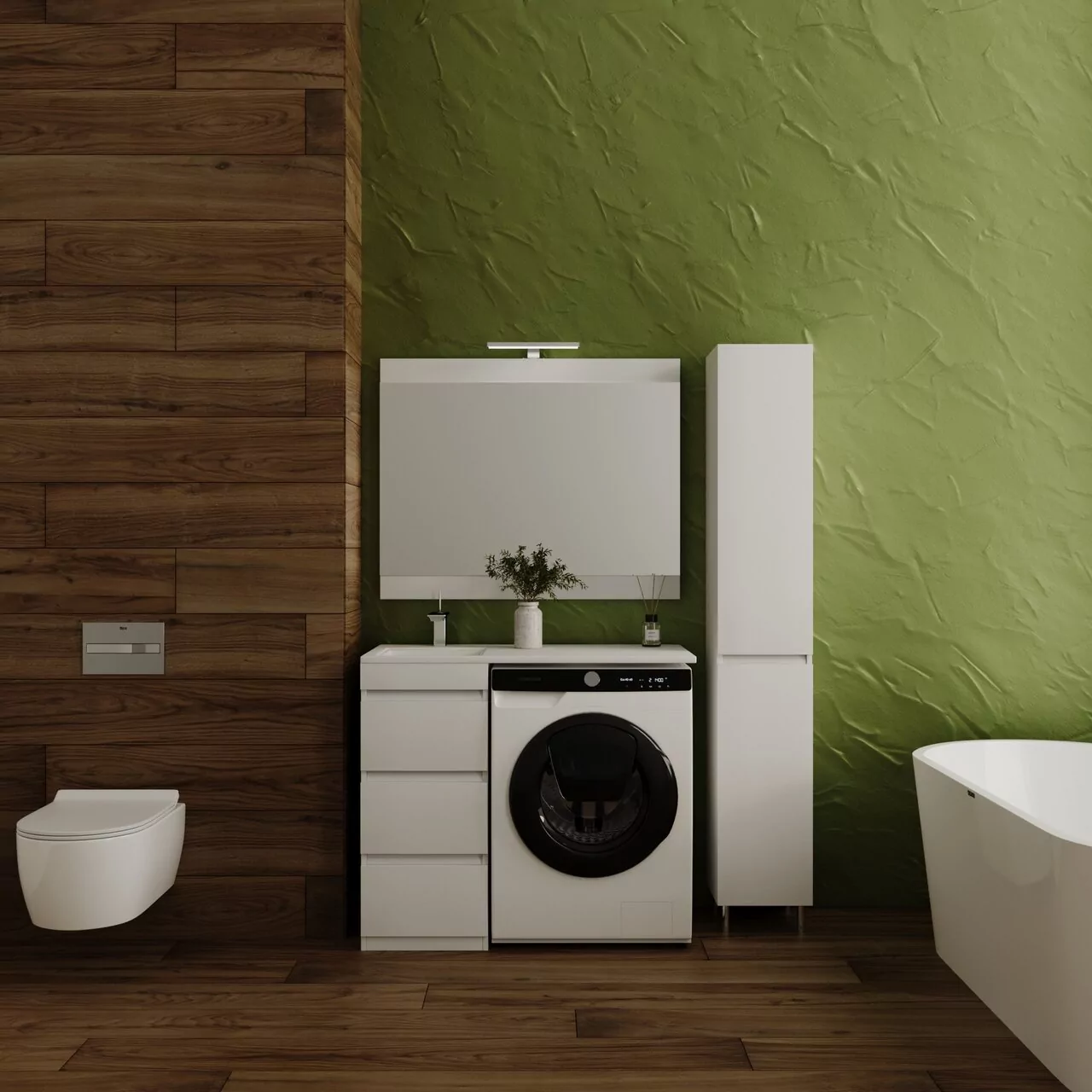 фото Тумба напольная Style Line Даллас 100 3 ящика Люкс белая PLUS 
