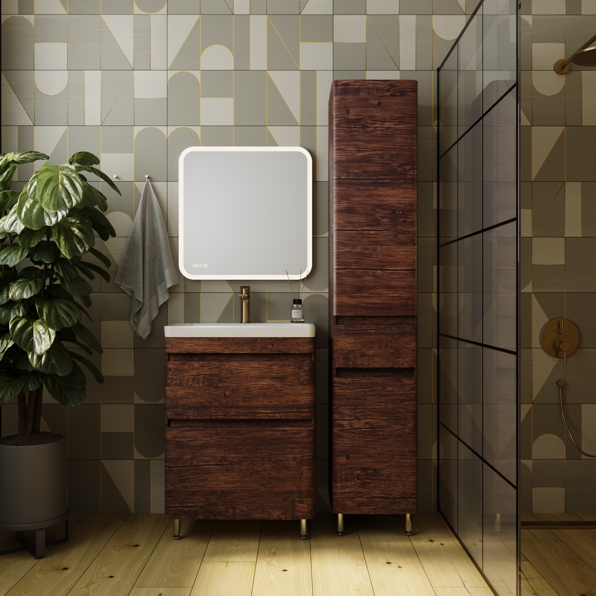 фото Тумба напольная Style Line Атлантика 60 Люкс старое дерево PLUS 