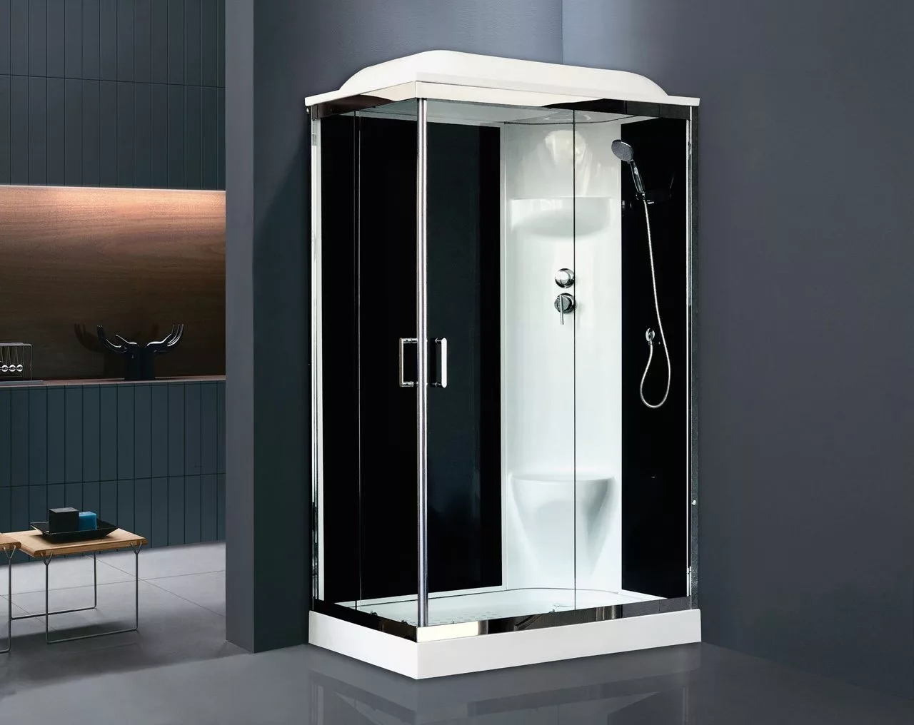 картинка Душевая кабина Royal Bath 8120HP6-BT-CH (черное/прозрачное) правая 120x80x217 