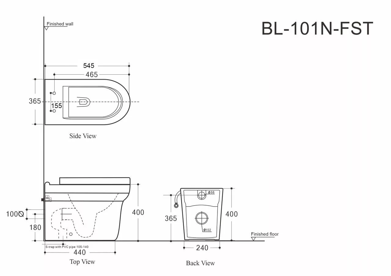 картинка Унитаз приставной Aquanet Rimless Nova-F BL-101N-FST 