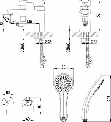 картинка Смеситель на борт ванны Lemark Status LM4415C 