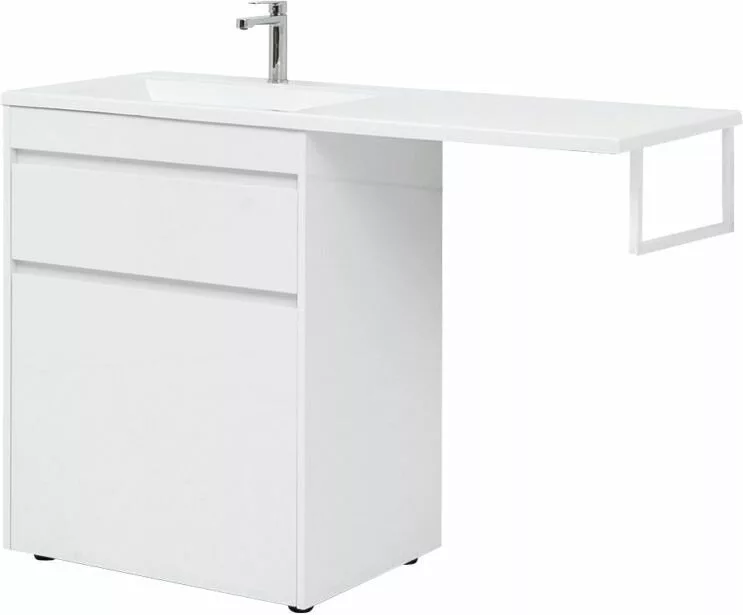 фото Тумба с раковиной Aquanet Токио 130 L белый (напольная, 1 ящик) арт. 00239302 