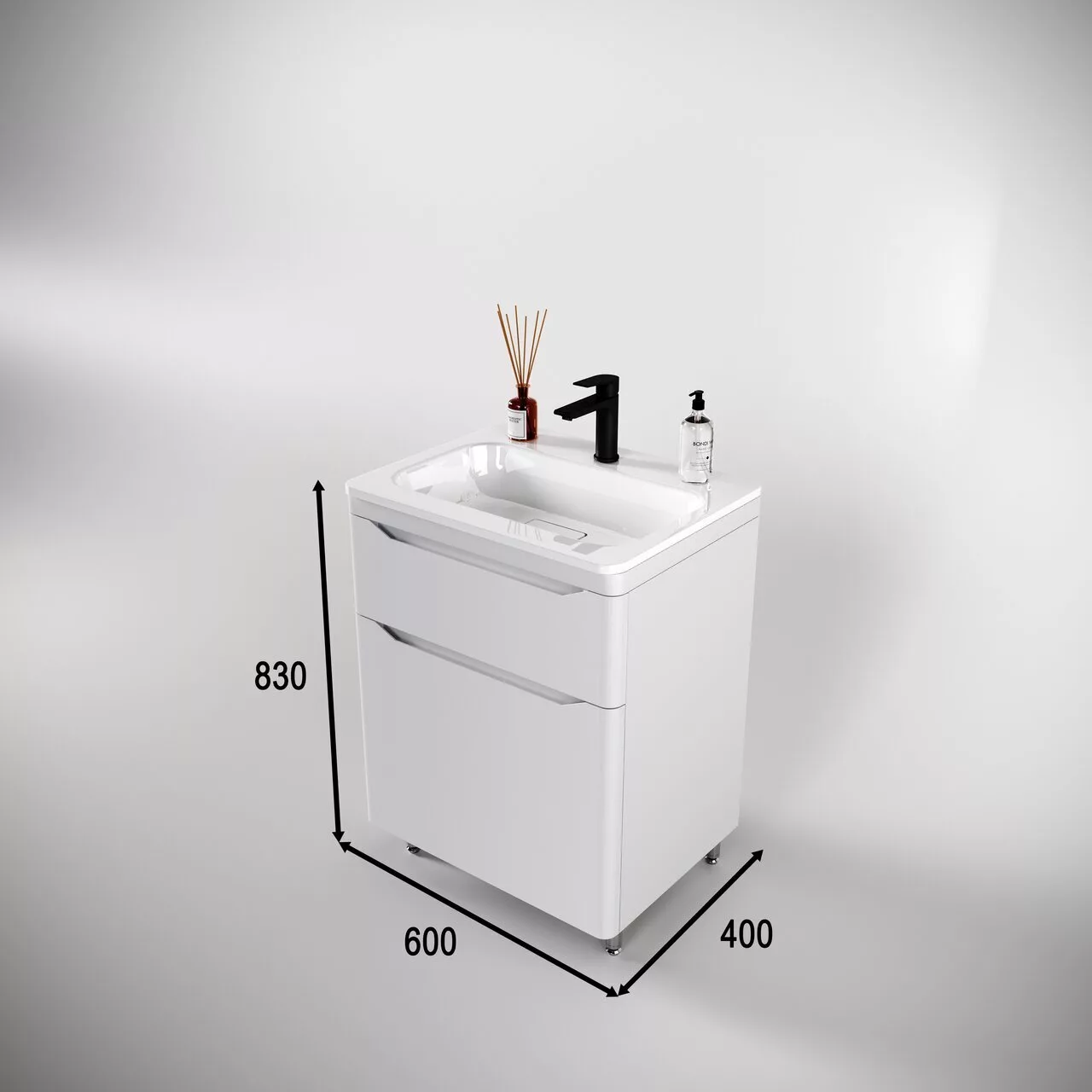 картинка Тумба напольная Style Line El Fante Марелла 60 Люкс антискрейтч белый матовый  в ванную комнату