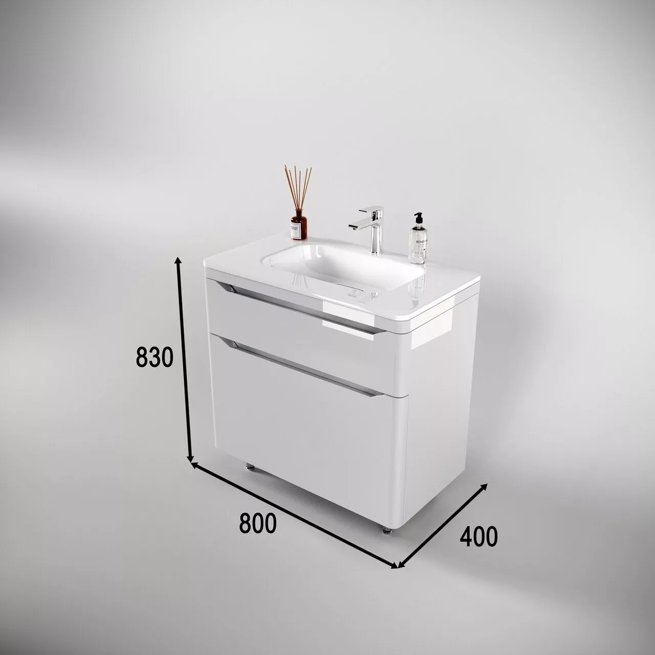 фото Тумба напольная Style Line El Fante Марелла 80 Люкс антискрейтч белый глянец 