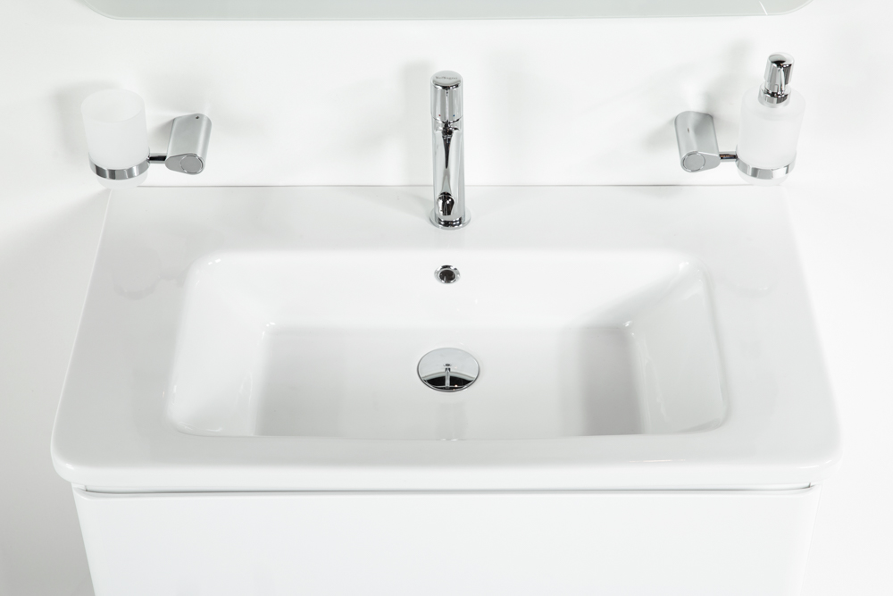 фото Тумба с раковиной подвесная BelBagno ALBANO-CER 105 Bianco Lucido, раковина белая 