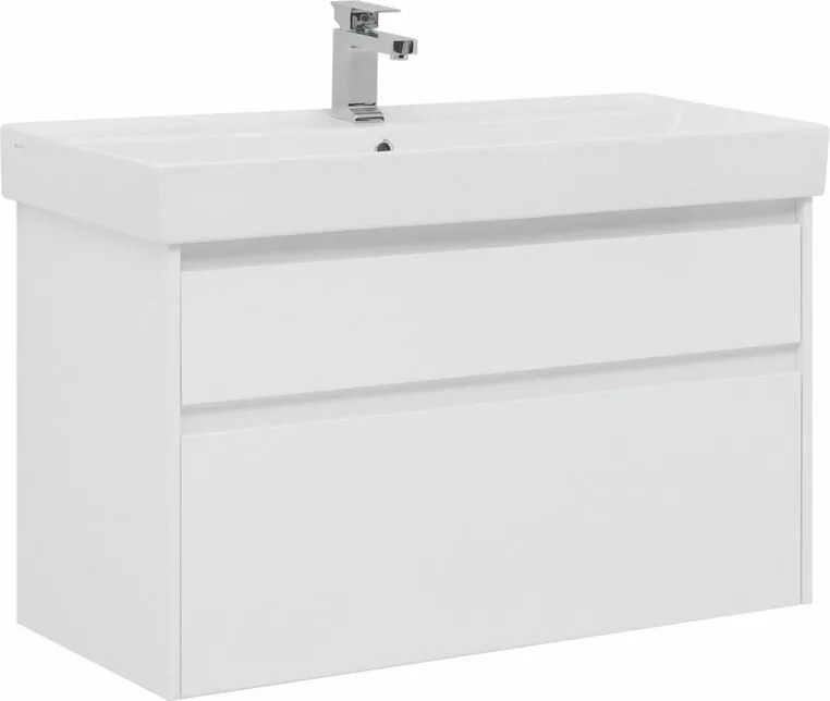 фото Тумба с раковиной Aquanet Nova Lite 100 белый (2 ящика) арт. 00245252 