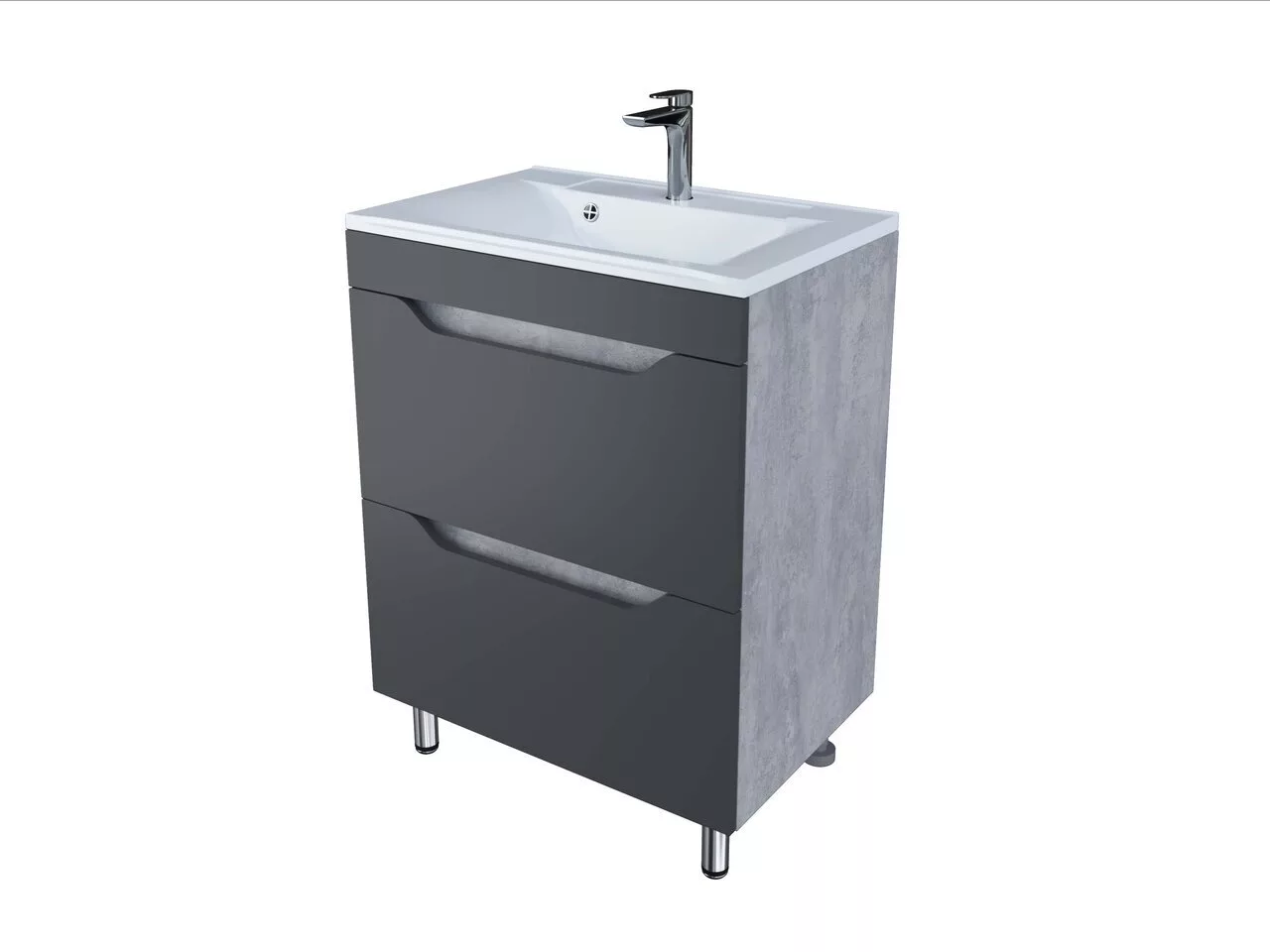 картинка Тумба Stella Polar Абигель 80 под раковину 2 ящика серый цемент под раковину Milen 80 км  в ванную комнату