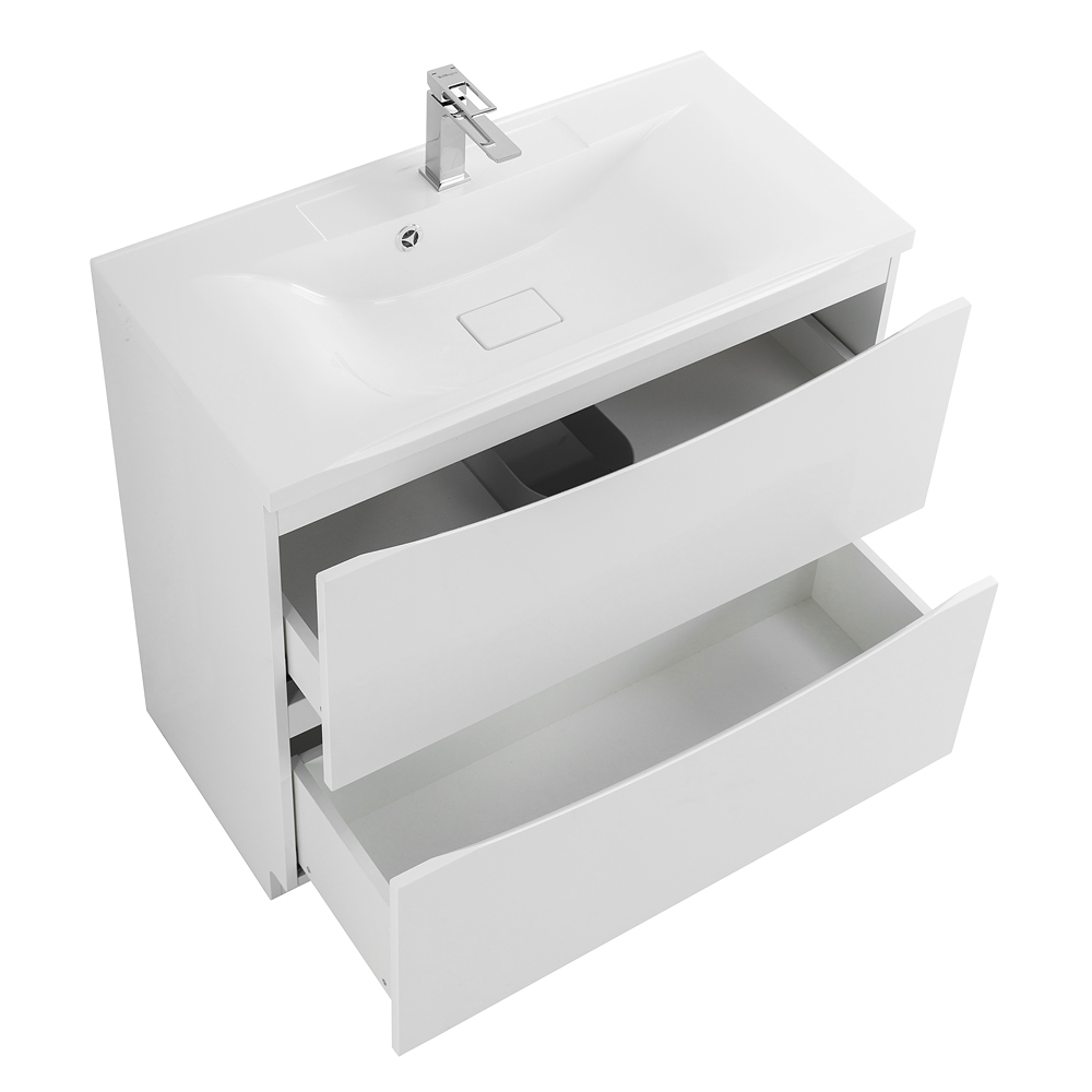 фото Тумба с раковиной напольная BelBagno MARINO 100 Bianco Lucido, раковина белая 