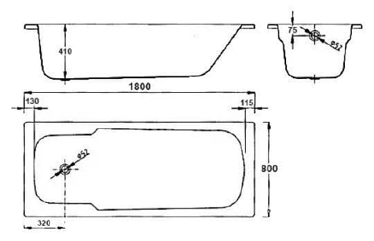 картинка Стальная ванна BLB Atlantica B80A handles с ручками BLB A00ACRFR1 и ножками BLB APMROS110 