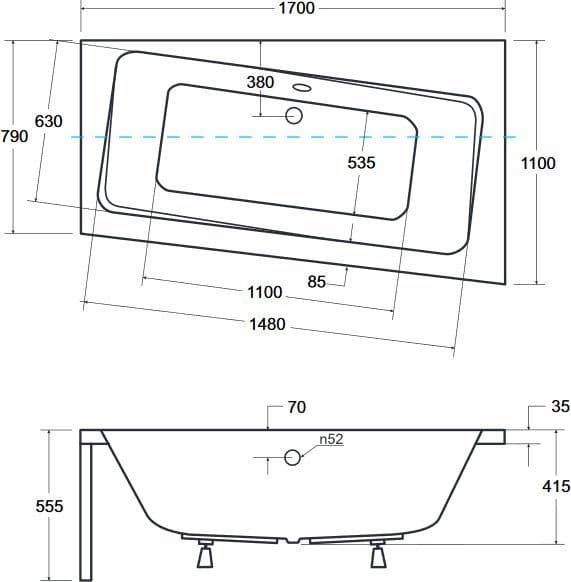 картинка Акриловая ванна Besco Infinity 170x110 P с каркасом KMB17011 