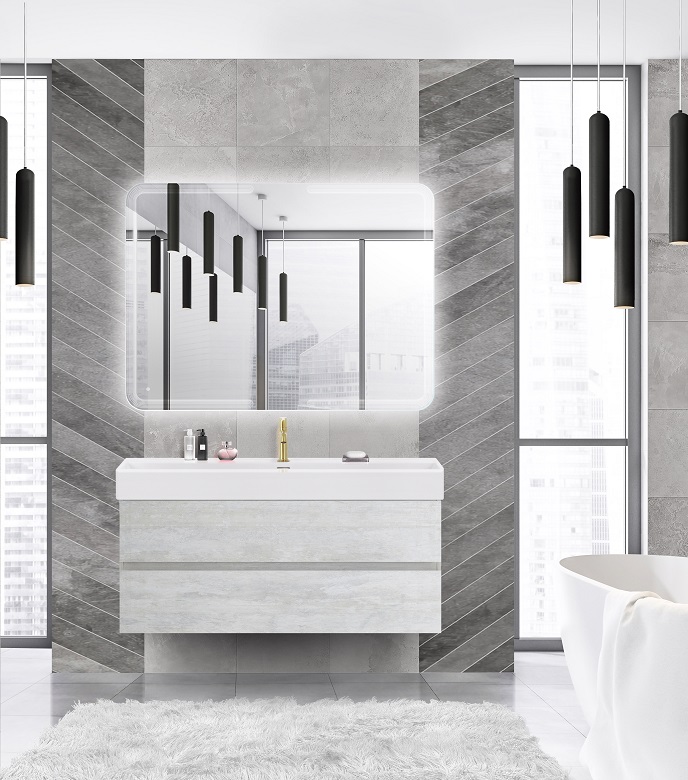 фото Тумба с раковиной подвесная Cezares MOLVENO 46 120 Legno Bianco, раковина белая 