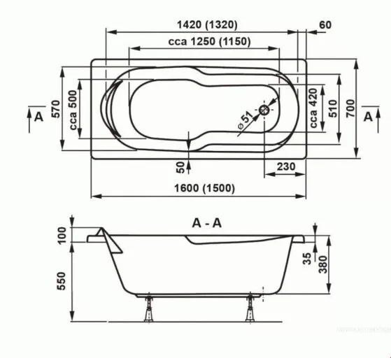 картинка Акриловая ванна Vagnerplast Nymfa 160 см 