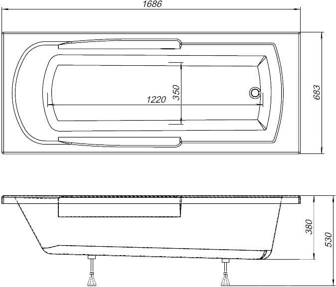 картинка Акриловая ванна Aquanet Extra 170x70 с каркасом Extra  00203769 