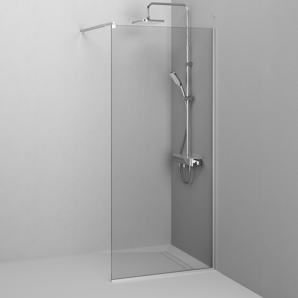 фото Душевая перегородка AM.PM Func W84WI-90-F1-MTE 90x200 прозрачная 8 мм с покрытием профиль матовый хром 