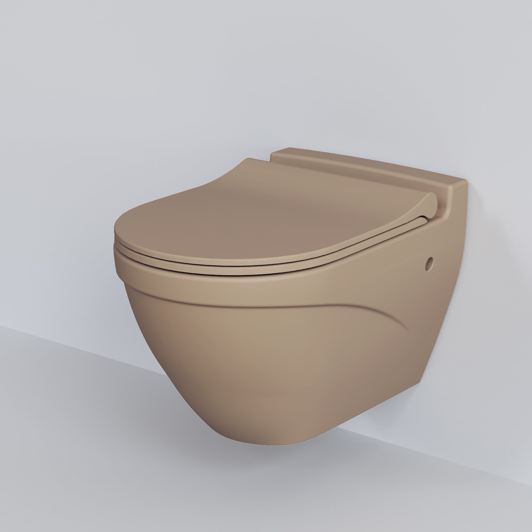 картинка Унитаз подвесной Ambassador Nord 133T20501 темно-бежевый матовый подвесной с тонкой крышкой 