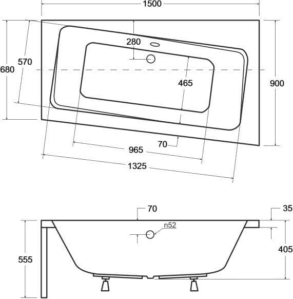 картинка Акриловая ванна Besco Infinity 150x90 P 