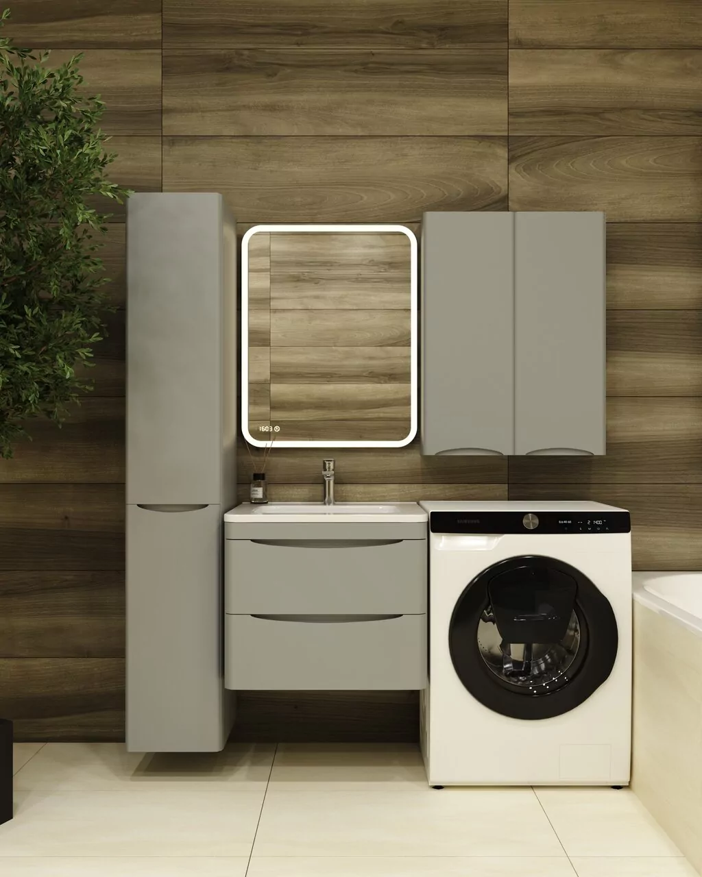 фото Тумба подвесная Style Line Бергамо мини 60 2 ящика Люкс антискрейтч серый PLUS 