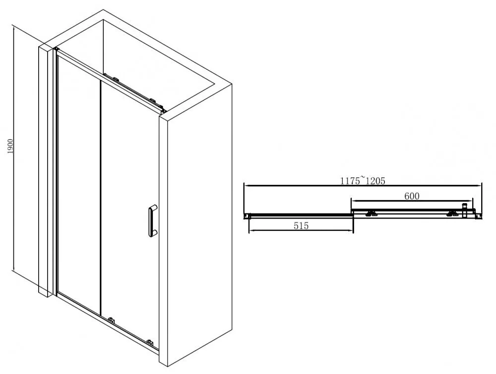 картинка Душевая дверь ABBER Schwarzer Diamant AG30120B 