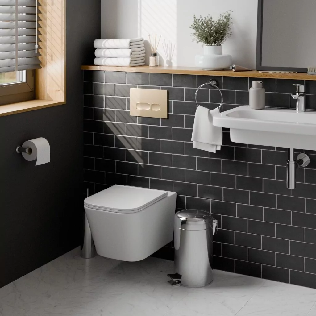 картинка Комплект 3 в 1 IBERICA BLANCA инсталляция с унитазом TOLEDO ALTO IB.TLA.234.1B1 клавишей золото матовое ESTI-R IB.B021.005.000 