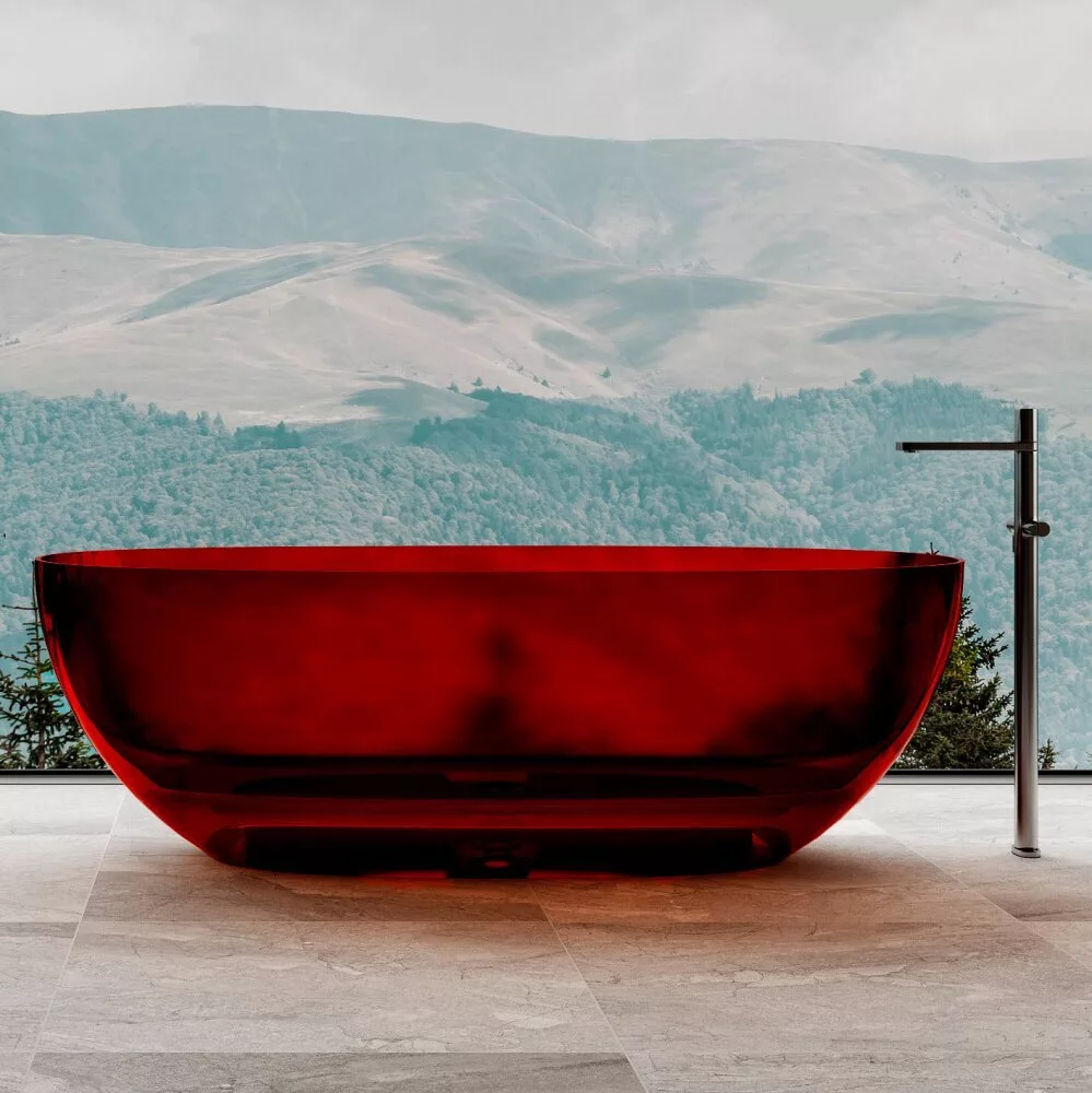 картинка Прозрачная ванна ABBER Kristall AT9703Rubin красная 