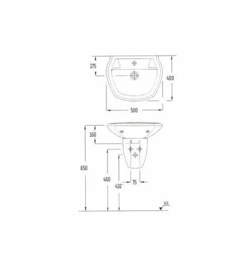 картинка Раковина Serel 8701+8721 с полупьедесталом 