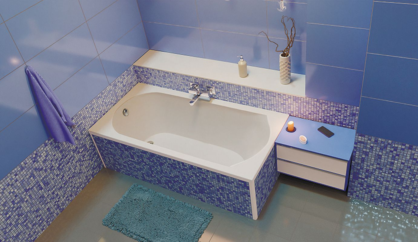 картинка Акриловая ванна Eurolux MIAMIKA 150x70 с каркасом, экраном и слив-переливом 
