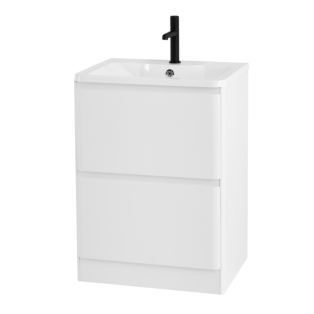 фото Тумба с раковиной напольная BelBagno ALBANO 60 Bianco Lucido, раковина белая 