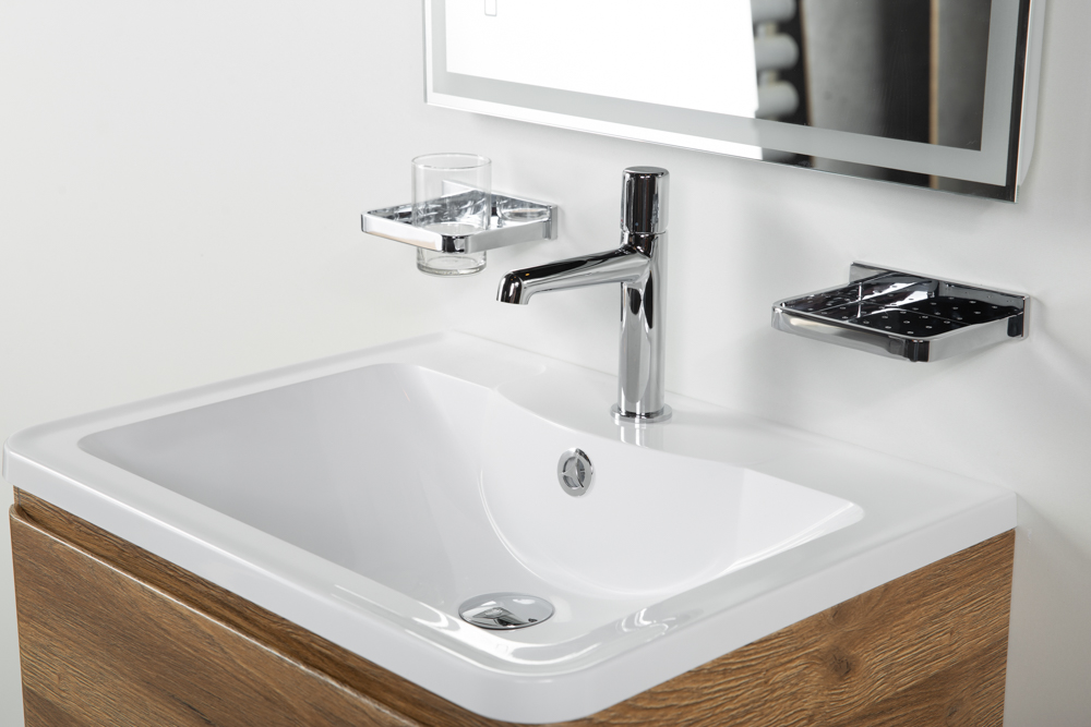фото Тумба с раковиной подвесная BelBagno ALBANO 60 Rovere Rustico, раковина белая 