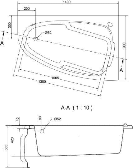 картинка Акриловая ванна Cersanit Joanna 140 R ультра белый 