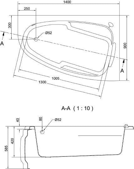 картинка Акриловая ванна Cersanit Joanna 140 R ультра белый 