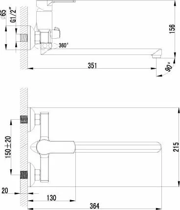 картинка Смеситель для ванны Lemark Plus Grace LM1551C 