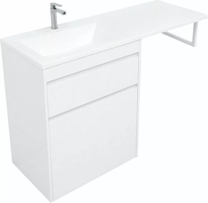 фото Тумба с раковиной Aquanet Токио 130 L белый (напольная, 1 ящик) арт. 00239302 