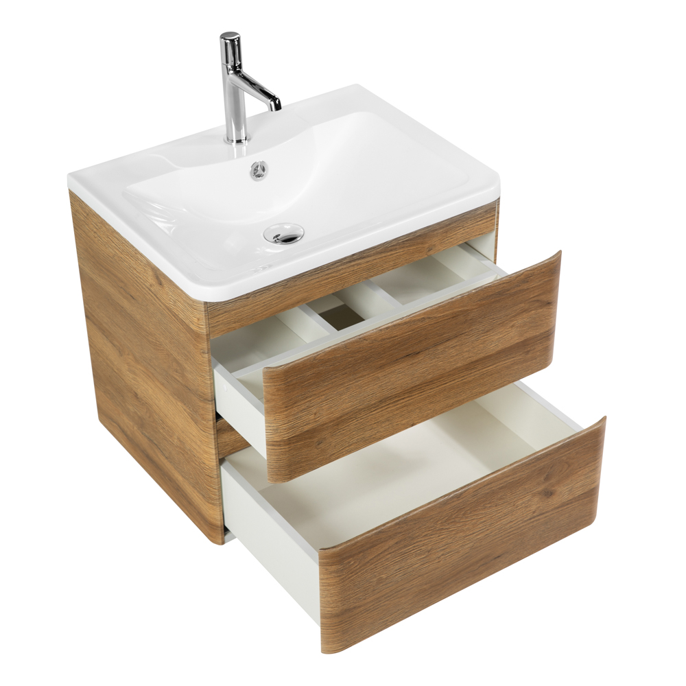 фото Тумба с раковиной подвесная BelBagno ALBANO 60 Rovere Rustico, раковина белая 