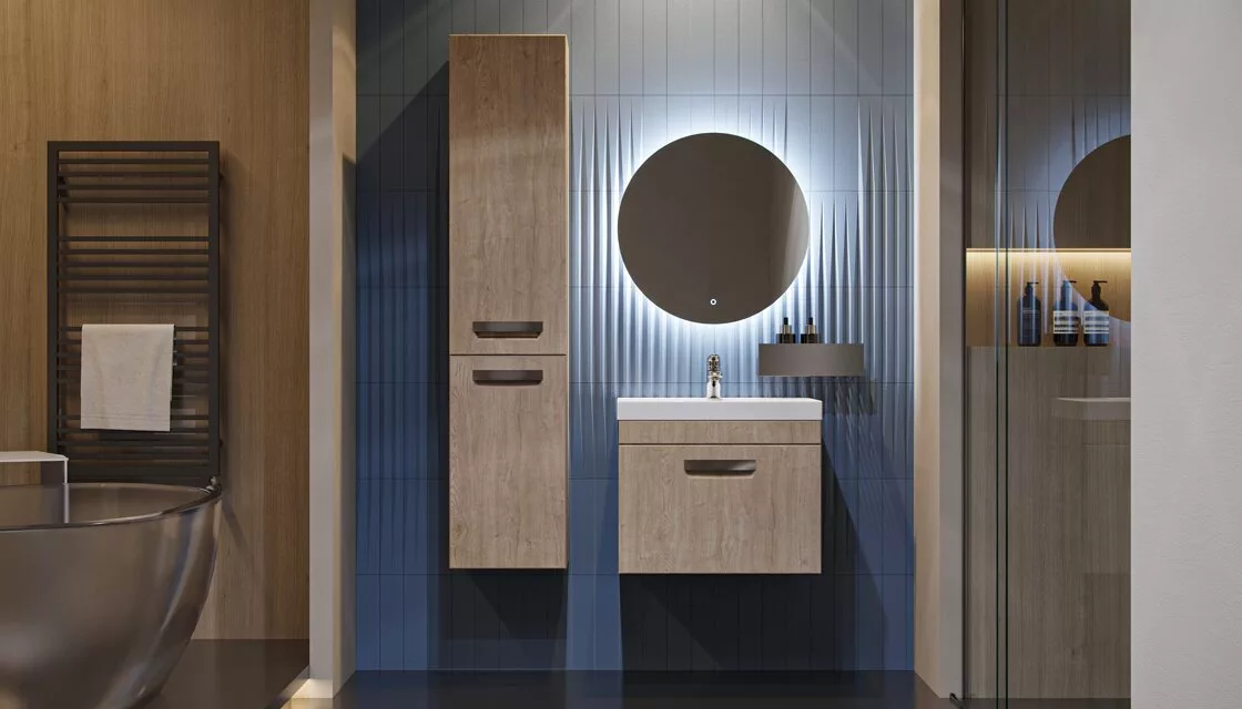 фото Шкаф-пенал подвесной Velvex Estea 160, дуб санремо 