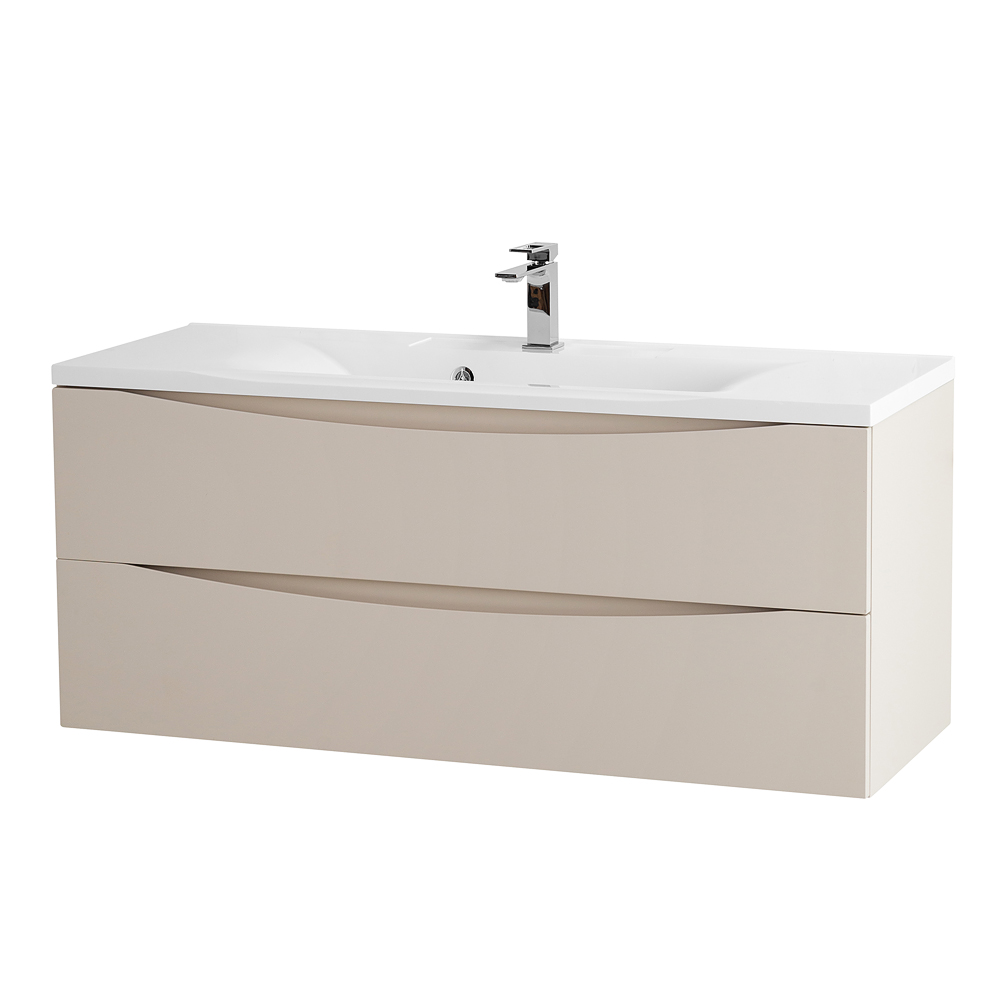 фото Тумба с раковиной подвесная BelBagno MARINO 120 Crema Opaco, раковина белая 