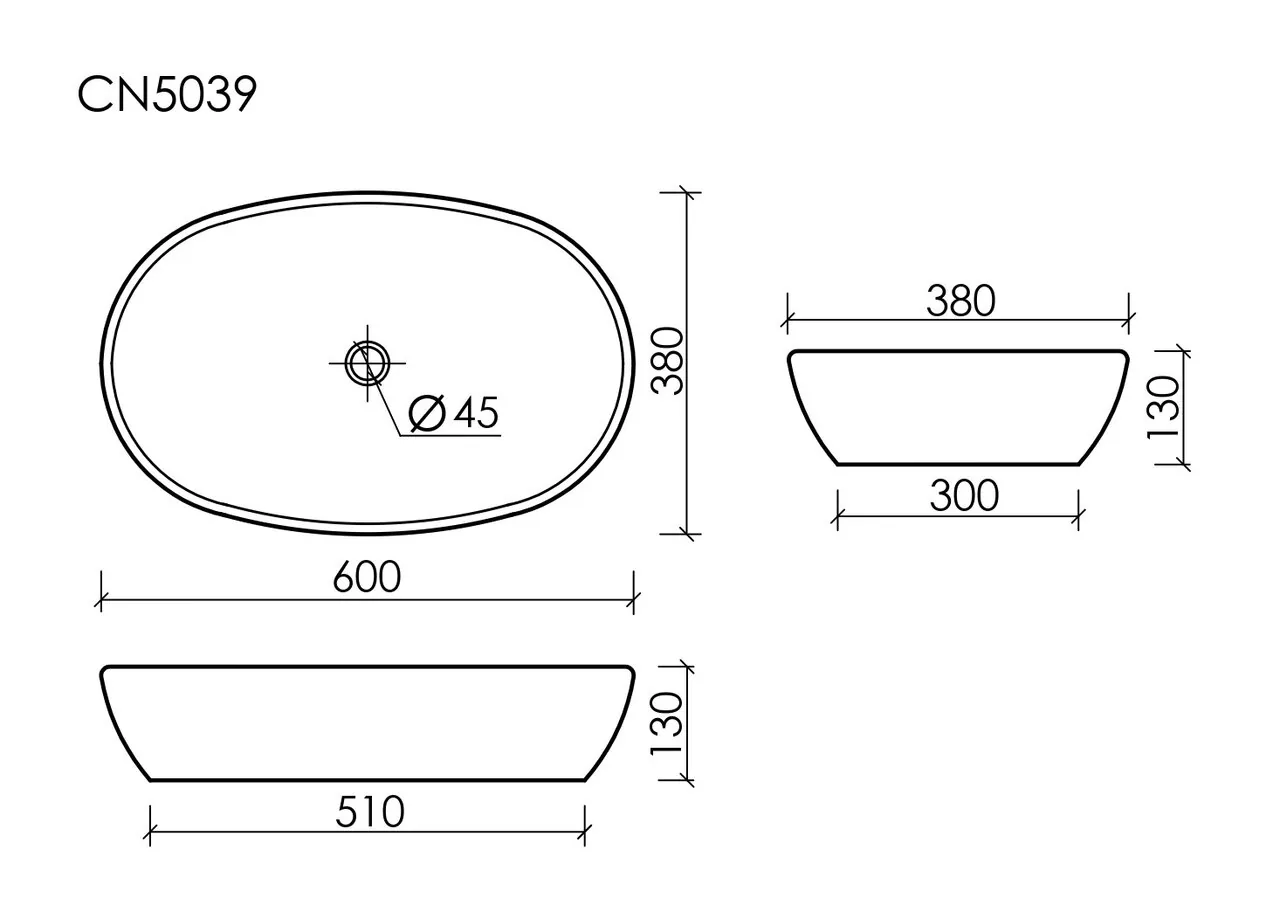 картинка Накладная раковина Ceramicanova Element CN5039 цвет белый 60х38 см 