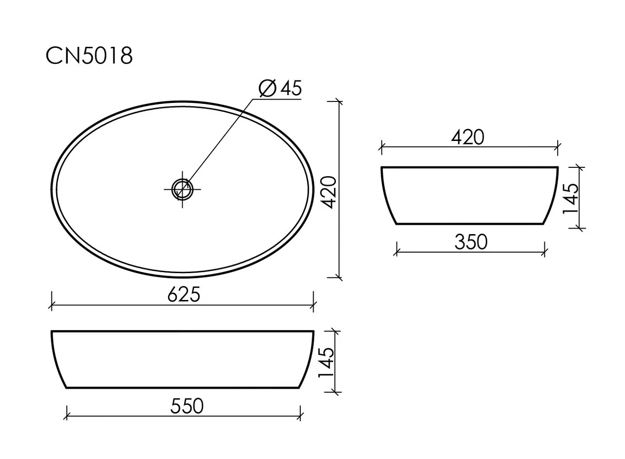 картинка Накладная раковина Ceramicanova Element CN5018 цвет белый 62.5х42 см 