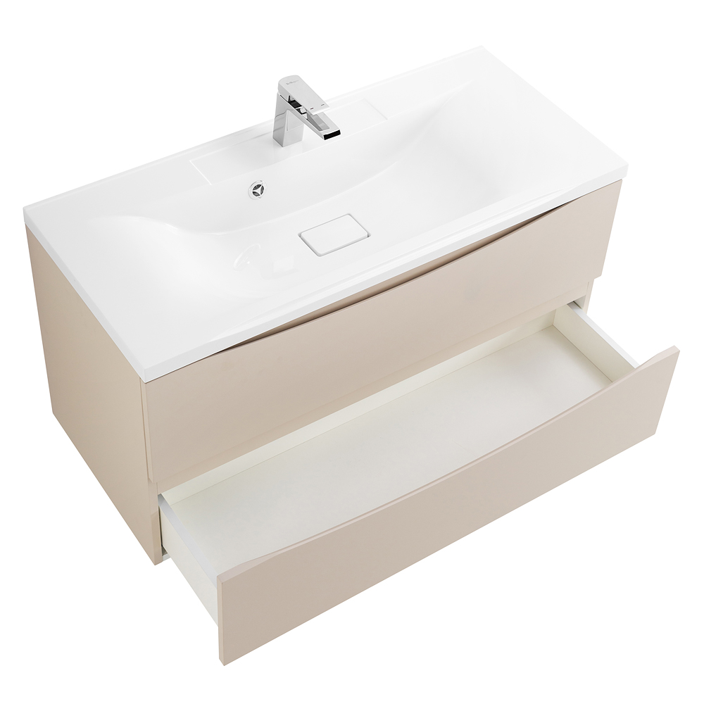 фото Тумба с раковиной подвесная BelBagno MARINO 100 Crema Opaco, раковина белая 