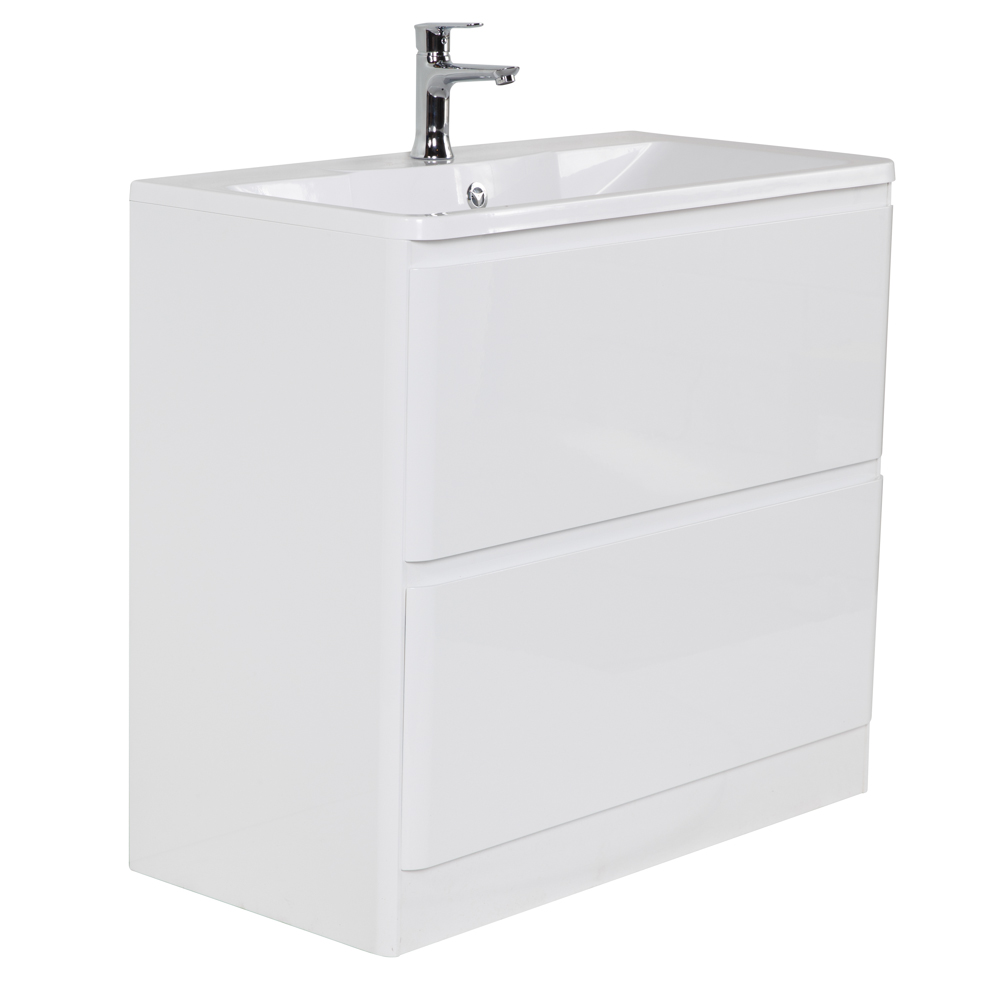 фото Тумба с раковиной напольная BelBagno ALBANO 90 Bianco Lucido, раковина белая 