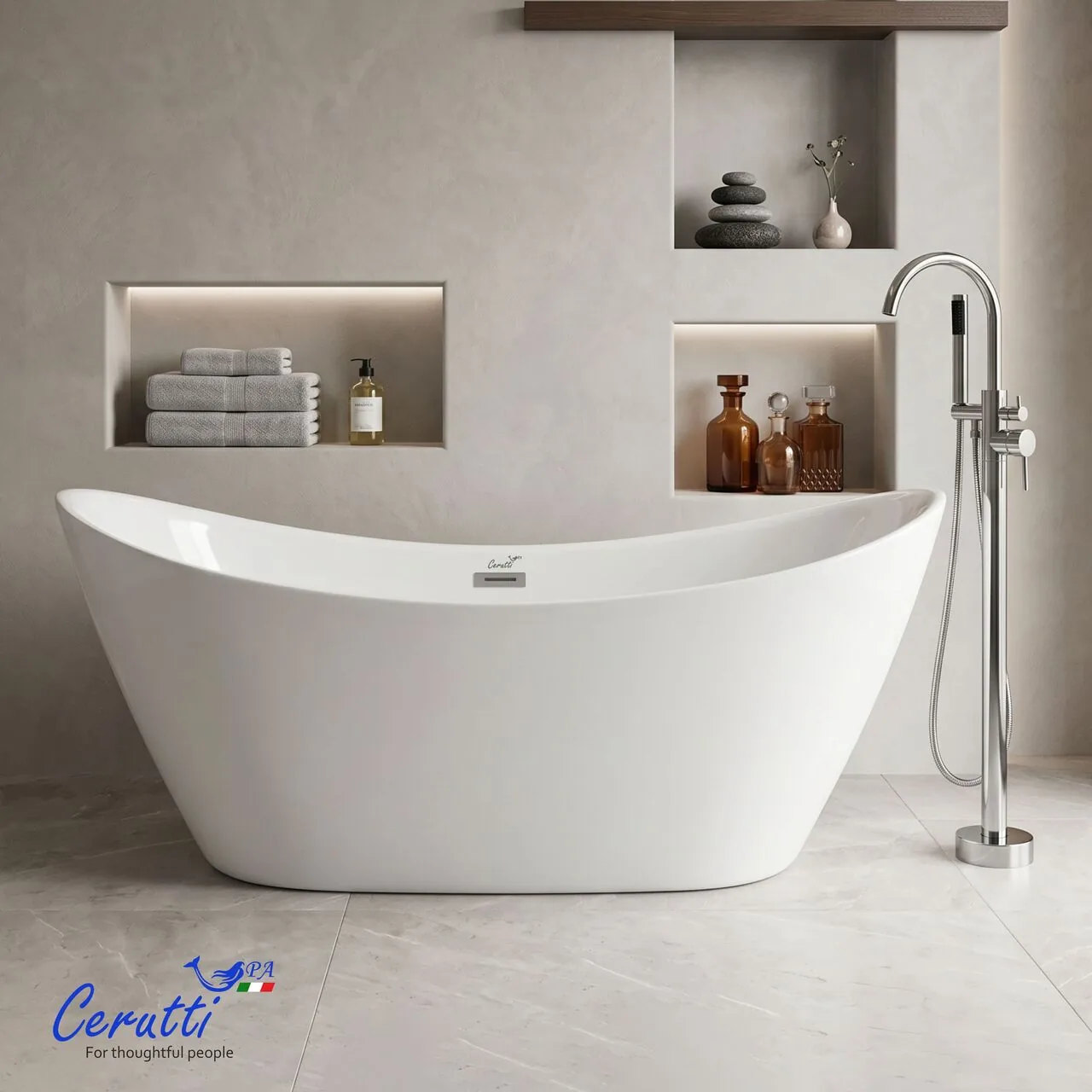 картинка Акриловая ванна отдельностоящая Ceruttispa НЕМИ (NEMI) PRO170II 1700x740x730 