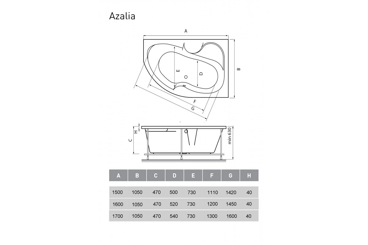 картинка Акриловая ванна Vayer Azalia R 150x105 