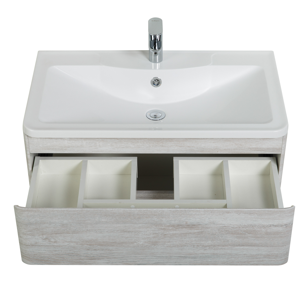 фото Тумба с раковиной подвесная BelBagno ALBANO 100 Rovere Vintage Bianco, раковина белая 