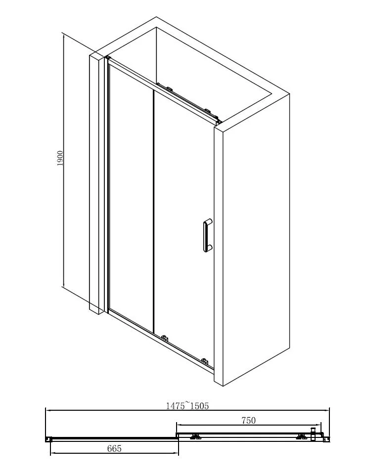 картинка Душевая дверь ABBER Schwarzer Diamant AG30150B 