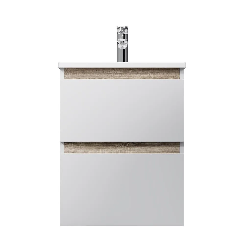 фото База с раковиной подвесная AM.PM X-Joy M85A-FHX0502WG-WCC0502WG 50 см 2 ящика белый глянец 