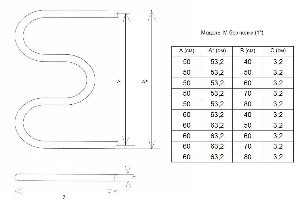 картинка Полотенцесушитель Двин M 50/40 без полки Водяной / 1" К0 Полированный (4627085932994) 