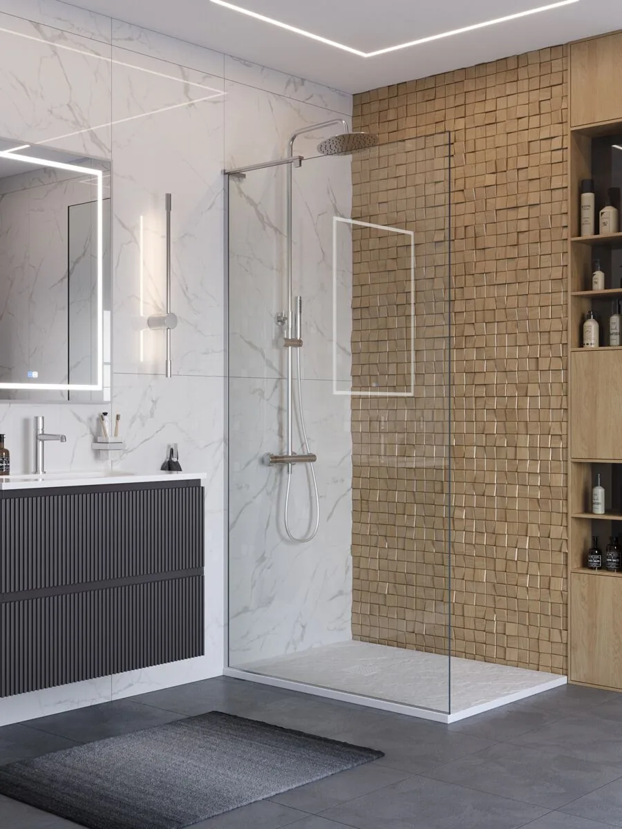 фото Душевая перегородка BelBagno UNO-L-1-TB-100-C-Cr 